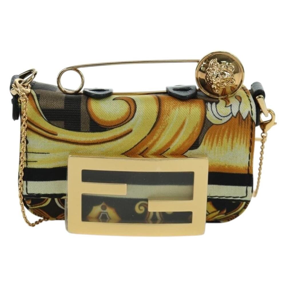 Fendi Nylon x Versace Fendace Mamma Baguette Pouch Black Gold Tone